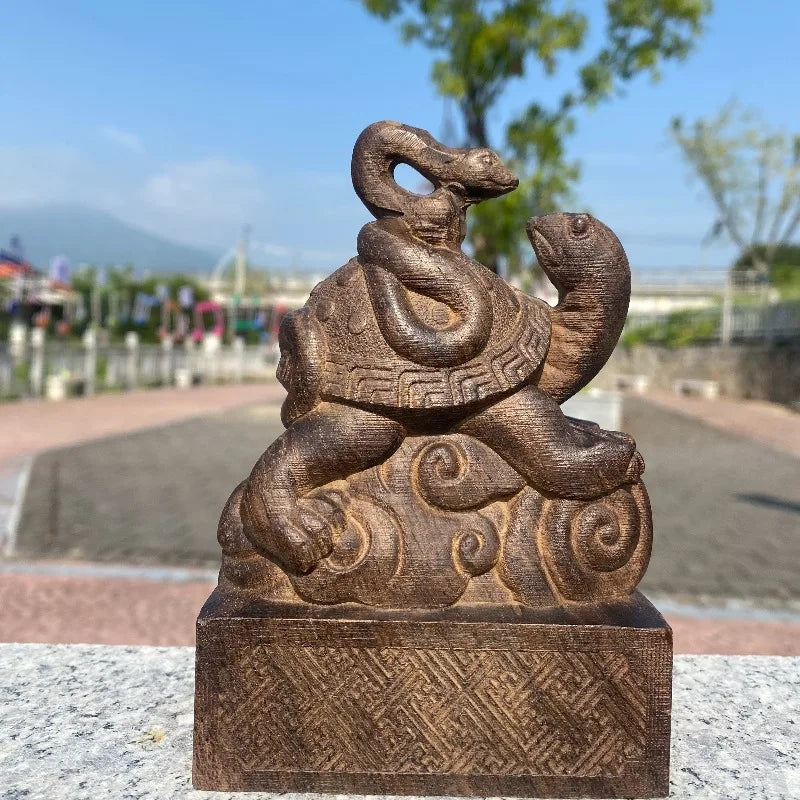 Hand-Carved Agarwood Four Holy Beasts Statue 5.5 Feng Shui Decor