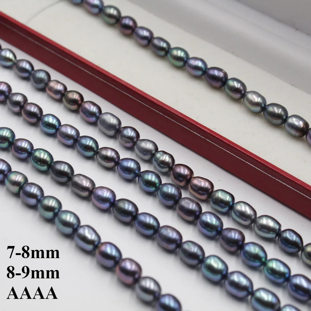 7-9mm 4A Natural Freshwater Black High Quality Pearl Premium Bead Fine Gift Women Jewelry Make DIY Necklace Bracelet Accessories