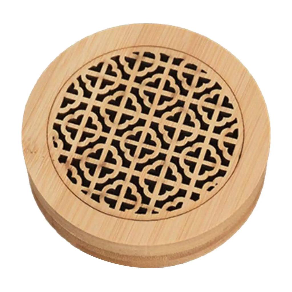 Wood Incense Burner Box Kitchen Wooden Chinese Style Housewarming Furnace Livingroom Incense Burning Round Ash Catcher with Lid