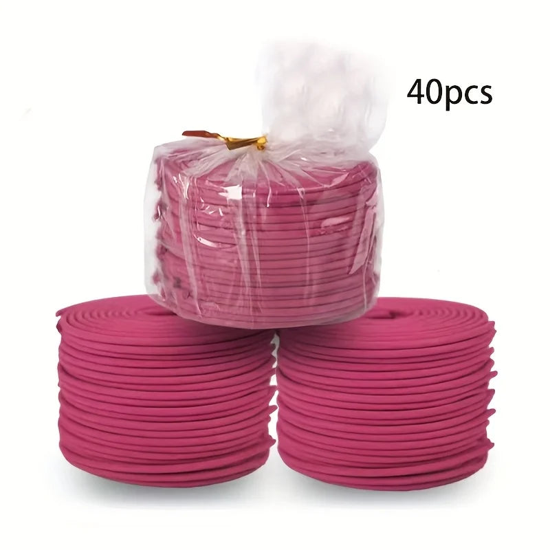 40-Pack Multicolor Spiral Incense Sticks, Rattan Coil Incense for Home, Bathroom Purification, Sleep, Yoga, Meditation, Relaxati