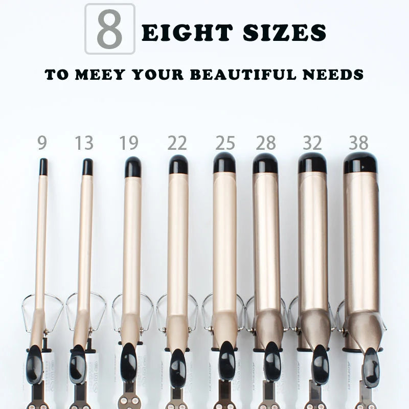 Electric Hair Curler 9-38mm Tourmaline Ceramic with LCD Screen