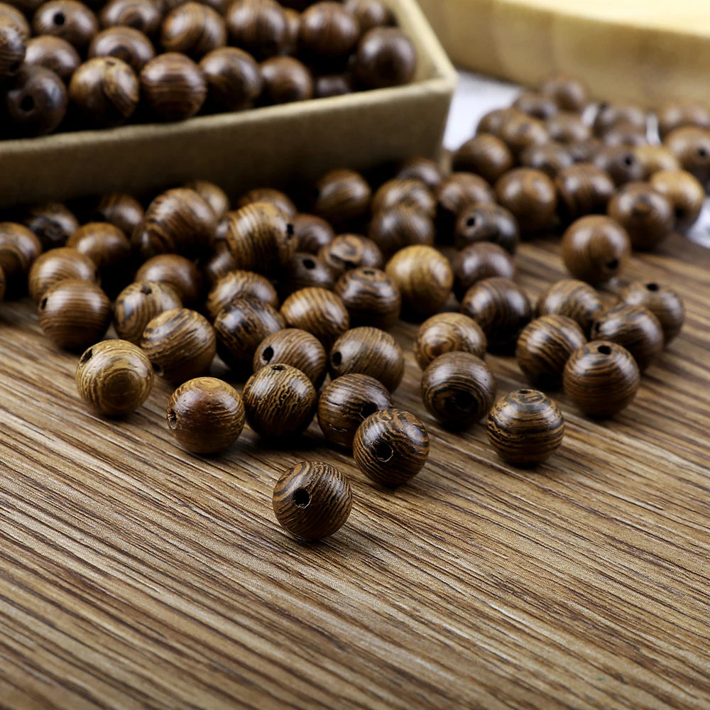Natural Wood Beads Round Spacer Wooden Balls Charms DIY For Bracelet Necklace Jewelry Making Handmade Accessories 8mm Wholesale