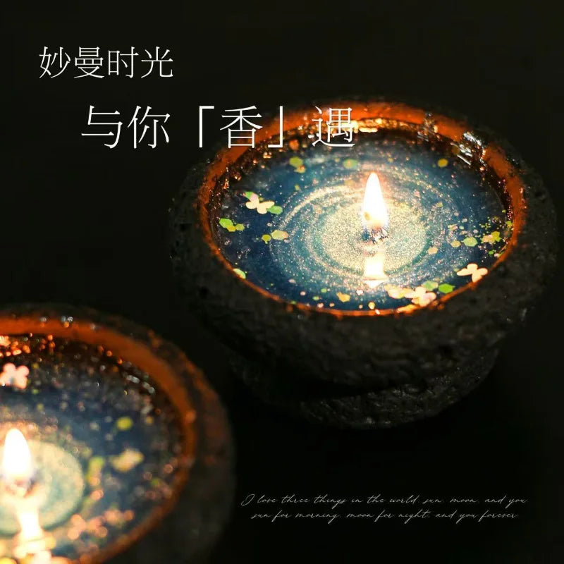 xmsj Galaxy meteorite scented candle, ebony agarwood starry sky atmosphere candle, niche high-end bedroom atmosphere