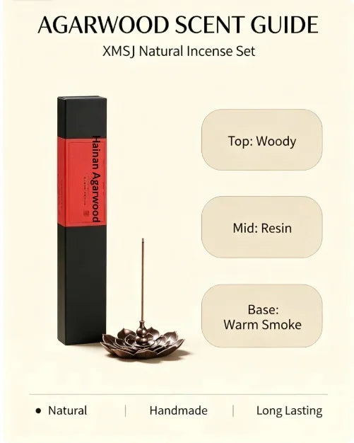 H Trending Hainan Agarwood Incense Set,Natural Qi Nan Wood Sticks 20g About 95 Sticks, Deep Resin Scent for Home Meditation Yoga