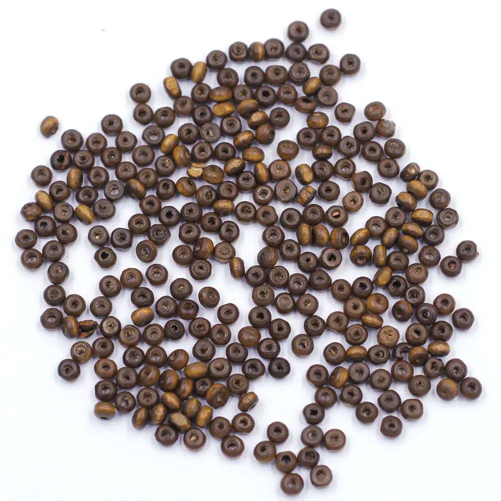 900Pcs Wood Spacer Beads Loose Seed Wooden Tiny Round Cute Natural Color For Charms Necklaces 4mm