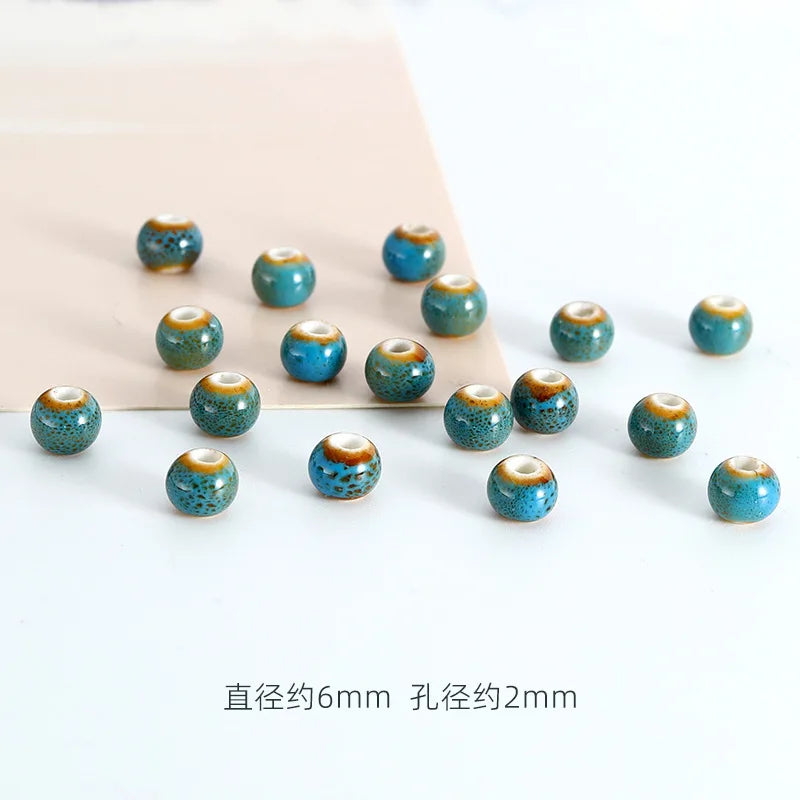 50Pcs 6mm Round Ceramic Beads DIY Bracelet Necklace Hole Beads Handmade Porcelain Beads For Jewelry Making Accessories