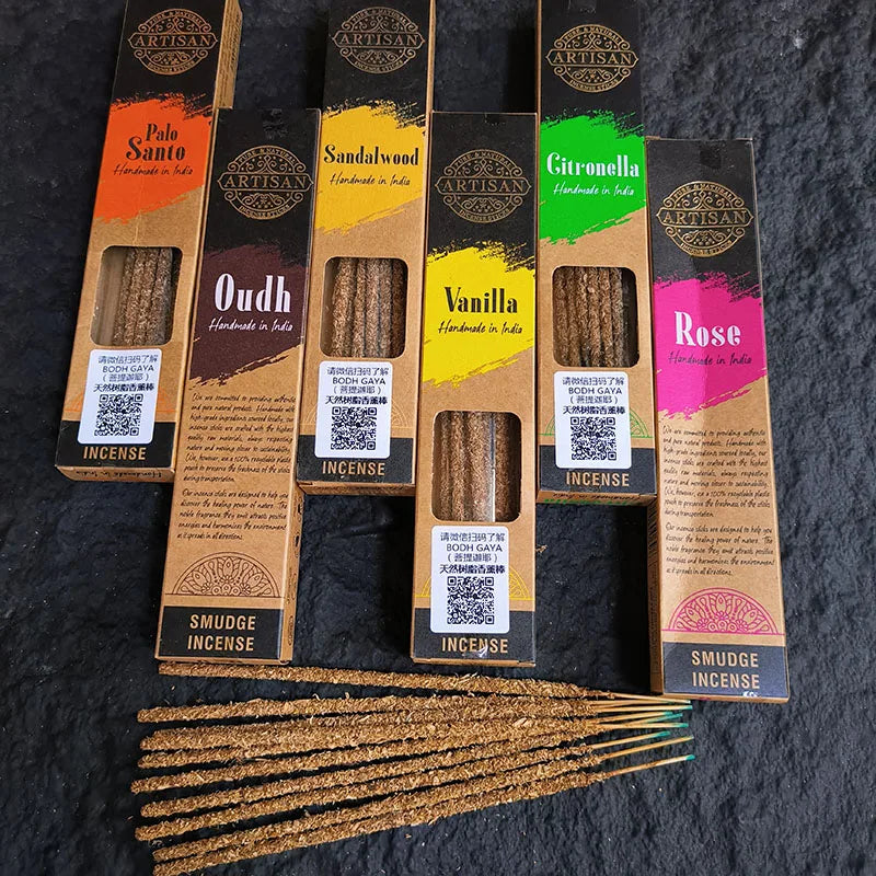 1x Natural Rubbing by hand Indian Incense Sticks White Sage Palo Santo High-end Sandalwood Joss Stick Incenses