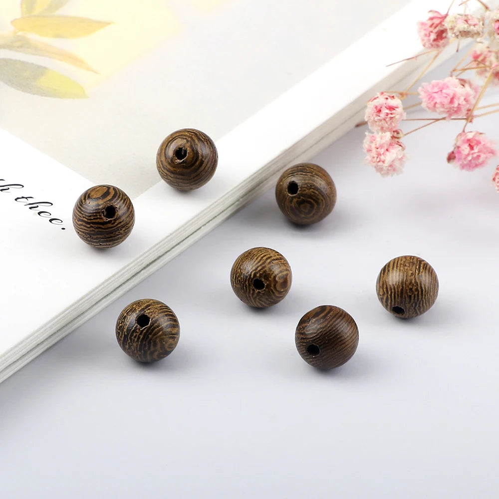 Natural Wood Beads Round Spacer Wooden Balls Charms DIY For Bracelet Necklace Jewelry Making Handmade Accessories 8mm Wholesale