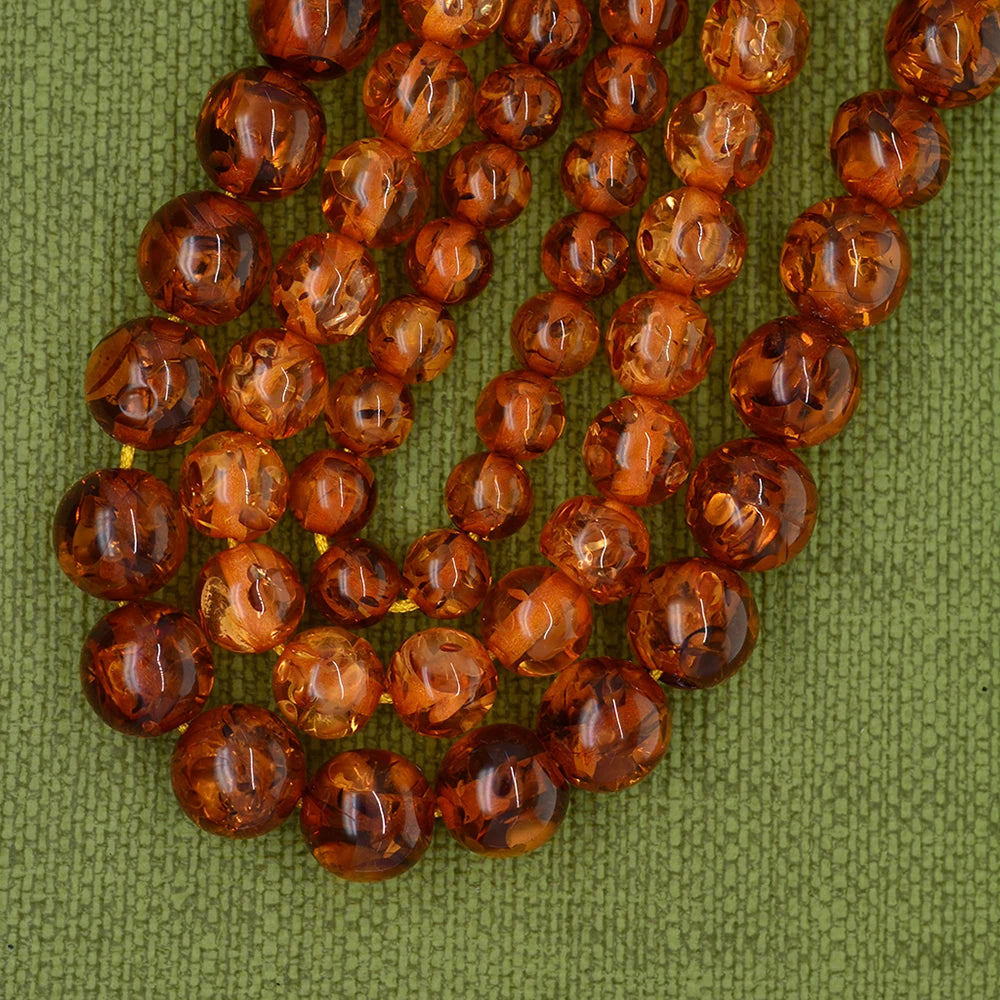 10mm Round Resin Amber Snowflake Beads for Jewelry DIY