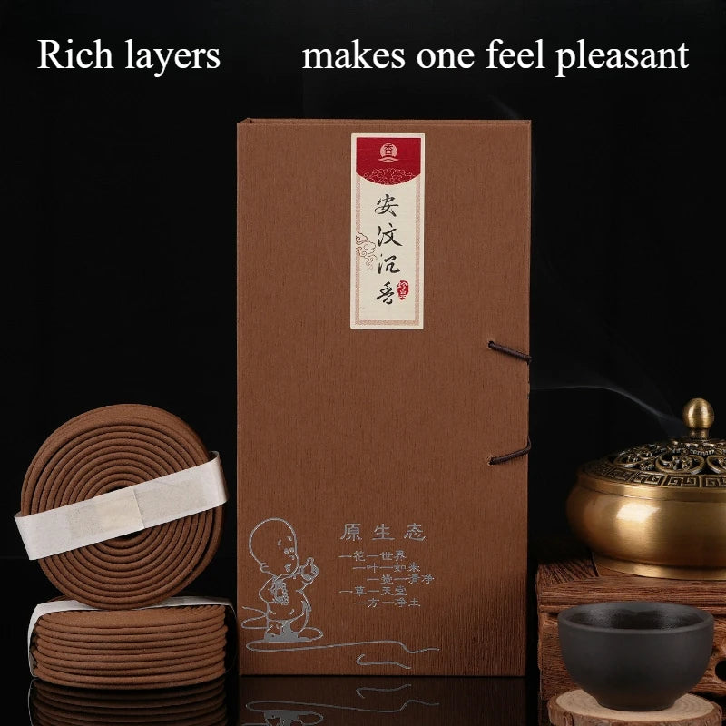 4-Hour Indonesian Agarwood Incense Coil Household Indoor Gift Box Temple Worship Study Rooms Office Calms Mind Promotes Sleep
