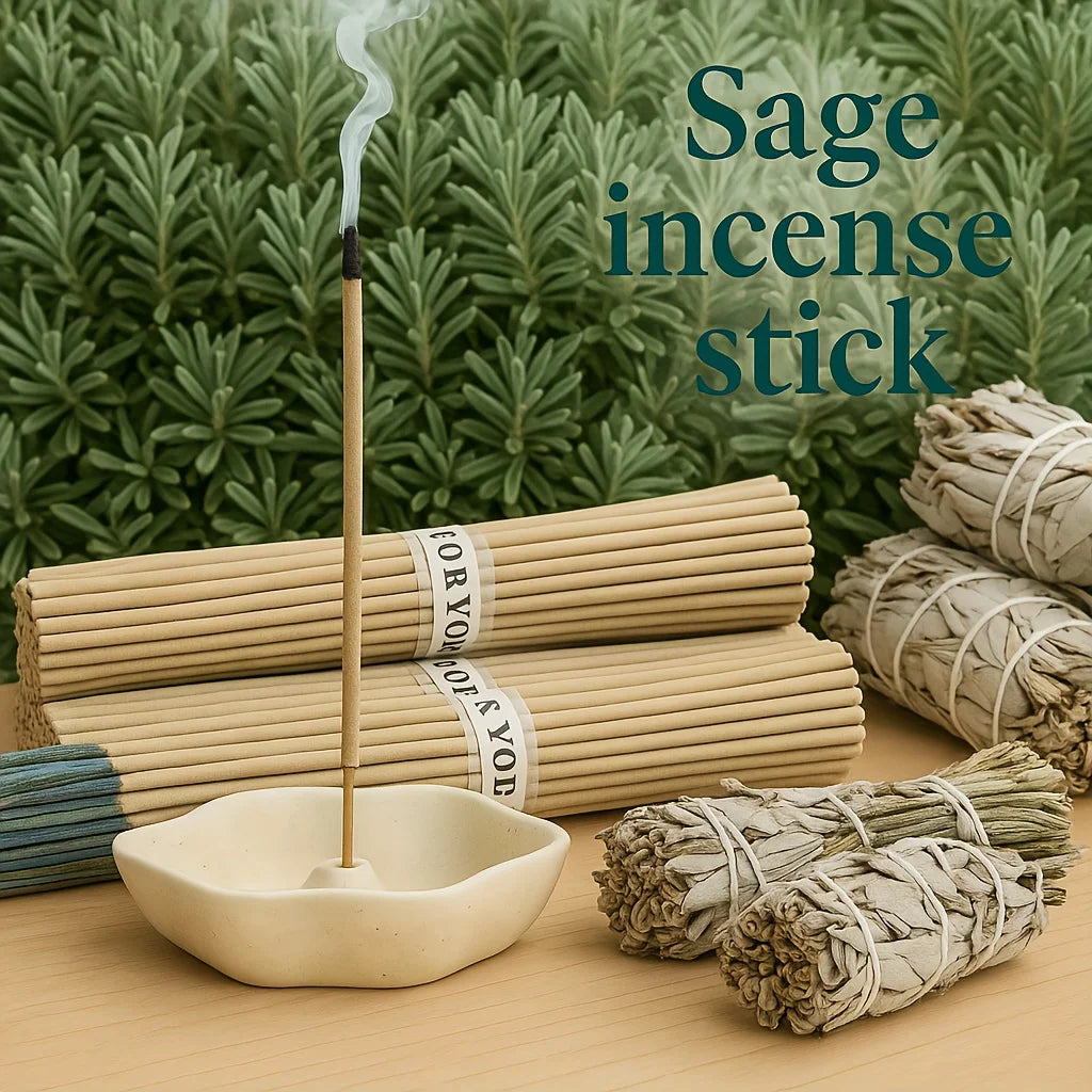 Handcrafted Sage Incense Sticks – Long-Lasting Burn (50–60 Min) · Ideal for Meditation, Cleansing, Yoga, Relaxation &