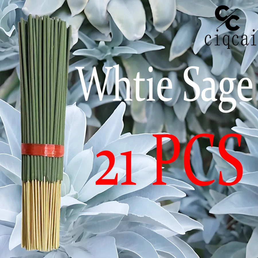 Hot-Selling High-Quality White Sage Incense Sticks, 22cm Long Thickened Handmade Bamboo Incense Sticks, with Natural Fragrance, Long-Lasting Scent, Perfect Choice for Meditation, Yoga, Massage, Home, Hotels, and Spas