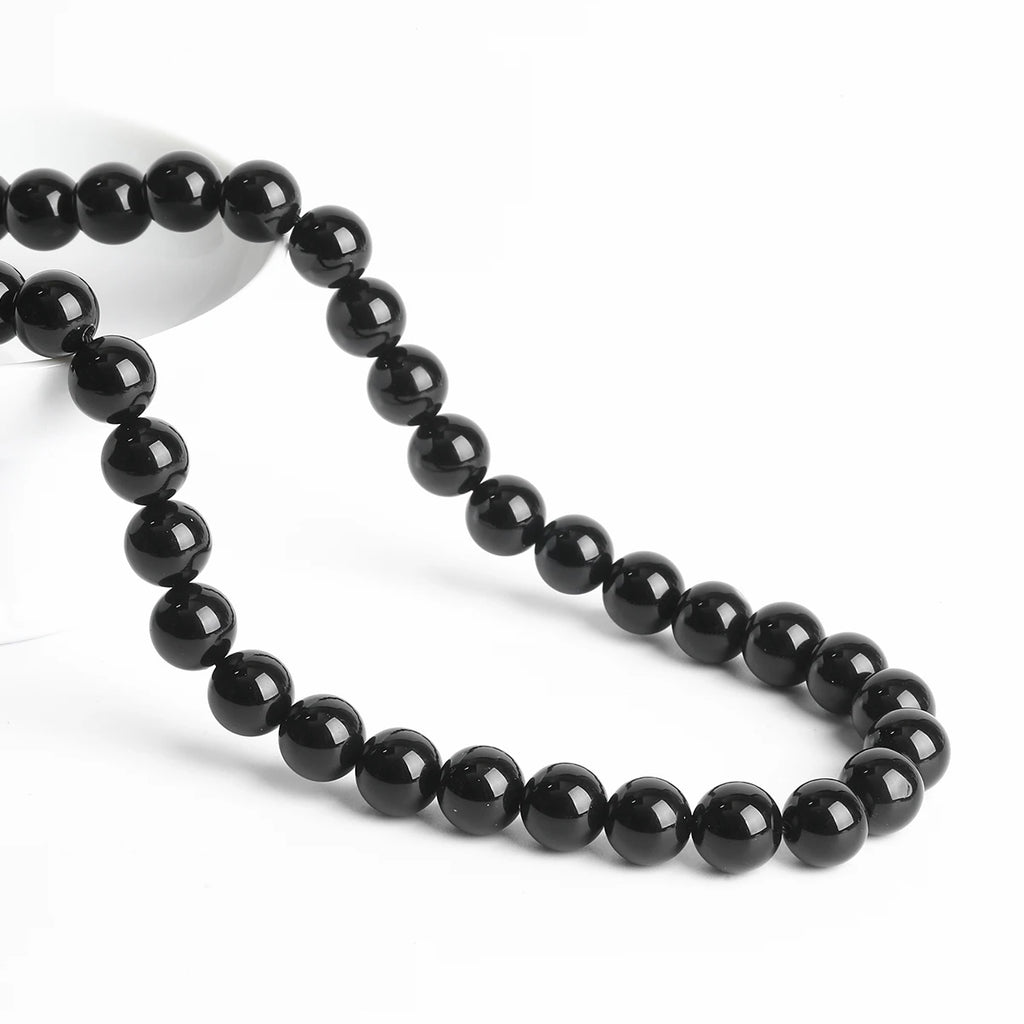 5A Natural Black Agate Onyx Stone Beads Round Loose Spacer 4 6 8 10 12mm For Jewelry Making DIY Bracelets Accessory 15'' Strand