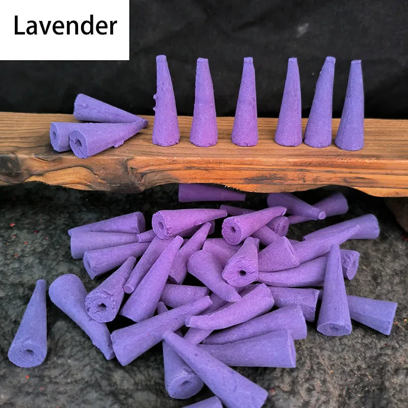 50 Pieces/lot Natural Backflow Incense Cones 25 minutes Extra Size Sandalwood Lavender Tower Incense Cones