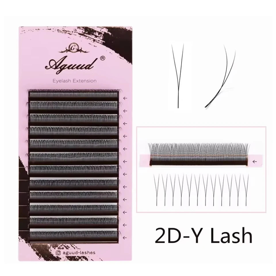 AGUUD New Brown 3D/4D/5D W Lashes Bloom Automatic Flowering Soft Premade Fans Soft Individual Eyelash Spike 3D Clover Fairy Lash