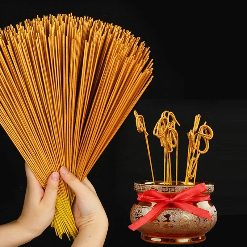 500 sticks Natural Smokeless Golden God of Wealth Roll Money Incense Sticks Worship Buddha Bamboo Joss Stick Incense