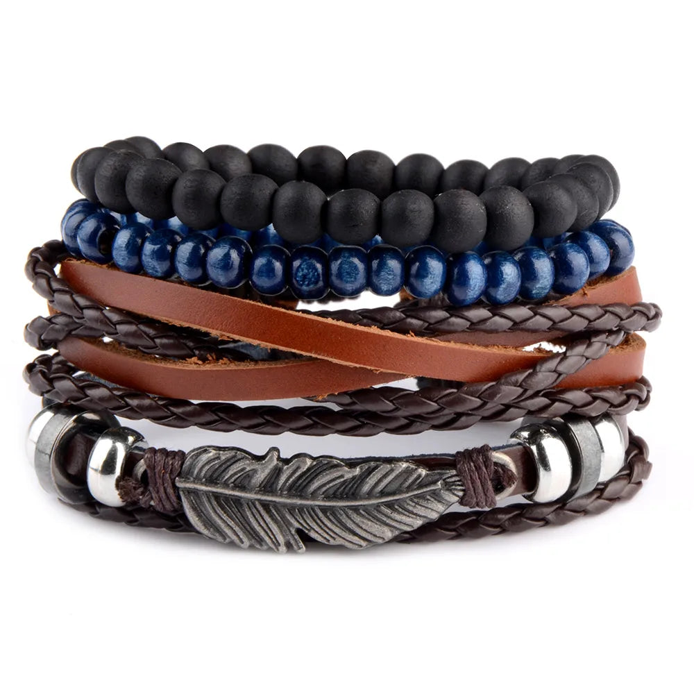Punk Leather Bracelet for Men - Gothic Style Adjustable