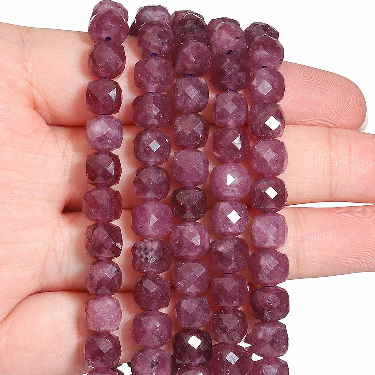 Natural Amethyst Beads 7-8mm Faceted Square Cube Loose Beads
