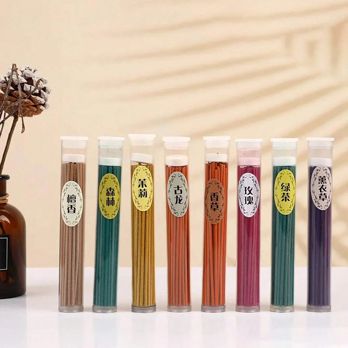50Pcs/box Natural Incense Sticks Jasmine Lavender Scented Handmade Aromatherapy Sticks Yoga Meditation Air Purification Incenses