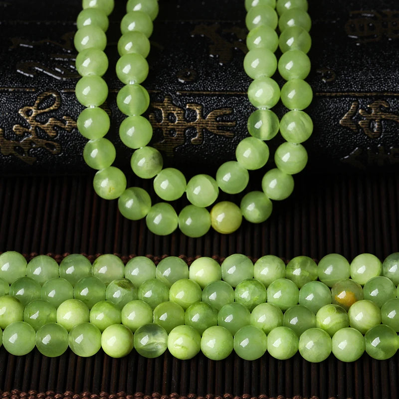 4/6/8/10mm Natural Stone Afghan Green Jade Beads Round Loose Gemstone For Jewelry Making DIY Supplies Bracelet Accessory 15"