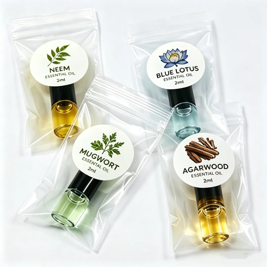 SPLYMCZEN Mini Botanical Essential Oil Collection 2ml Agarwood Neem Blue Lotus Mugwort Aromatic Oil for DIY Soap Candle Making