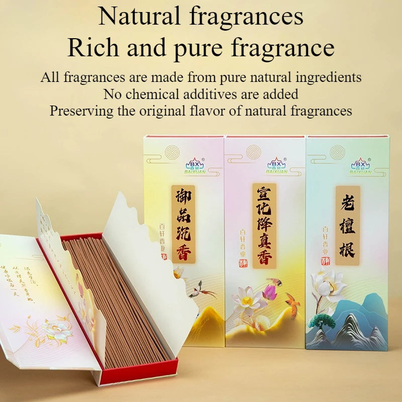 Natural Sandalwood Agarwood Incense Sticks Yoga Household Temple Worship Calms Mind Promotes Sleep Removes Odors Joss Stick