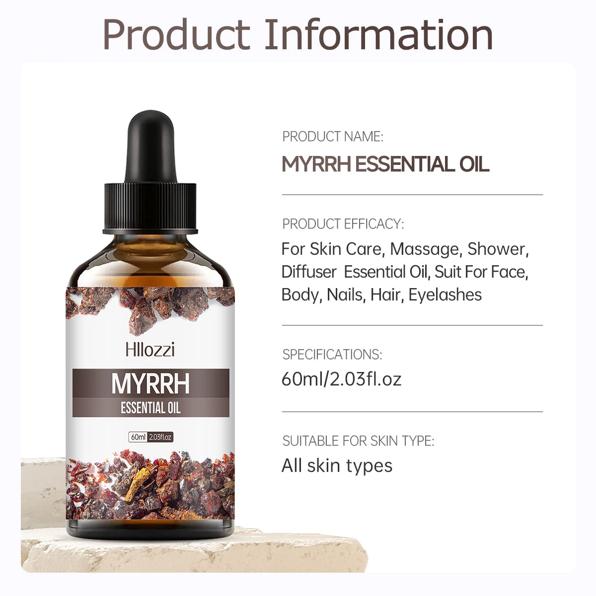 100ml/60ml/30ml Myrrh Essential Oil Skin care essential oils Suitable for all skin types Long-lasting fragrance Aromatherapy