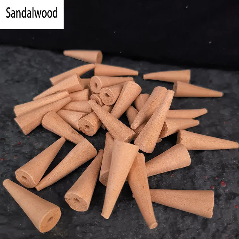 50 Pieces/lot Natural Backflow Incense Cones 25 minutes Extra Size Sandalwood Lavender Tower Incense Cones