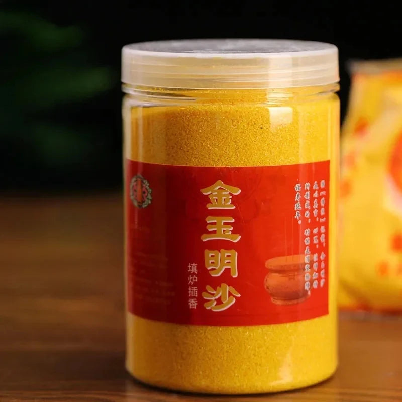 Golden Sand Powder Special Sand Jin Yuming Sand Emery for Home Indoor Incense Burners Ideal for Inserting Incense and Worship