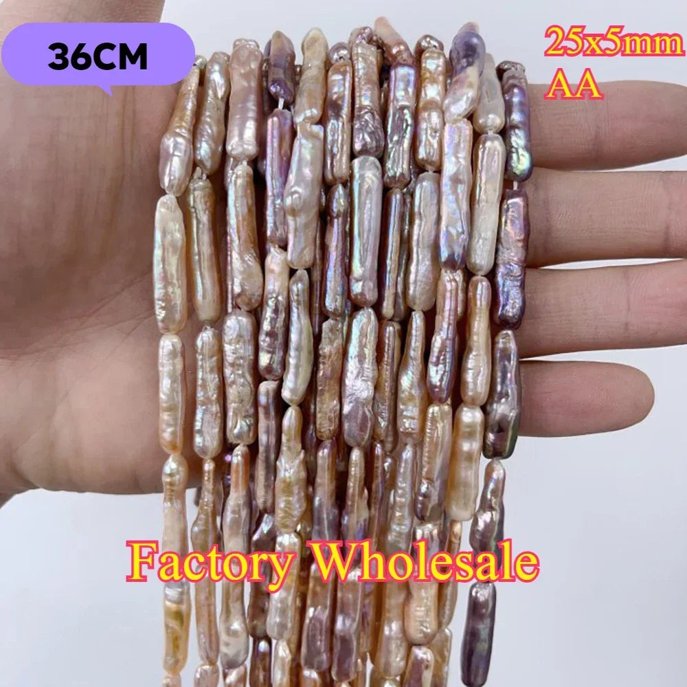 25x5mmAA Exquisite Baroque Strip Bead Factory Wholesale Natural Freshwater Purple Pearl Jewelry Make DIY Necklace Bracelet Women