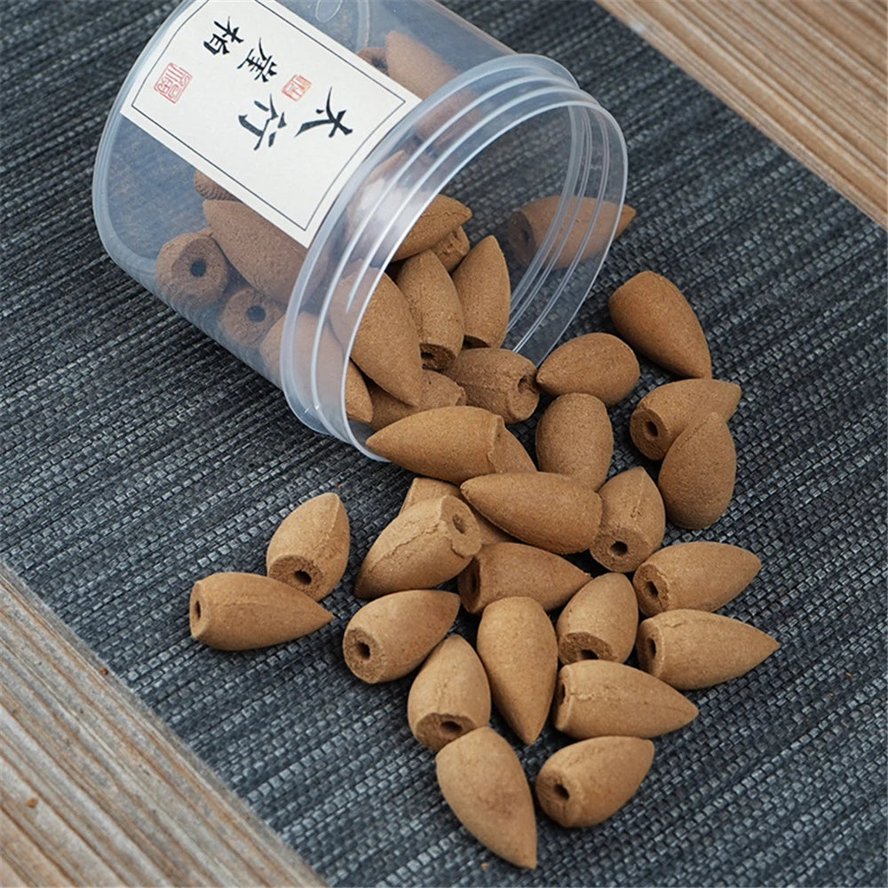 Natural Backflow Incense Cones 50 Pieces, Agarwood & Sandalwood Scent