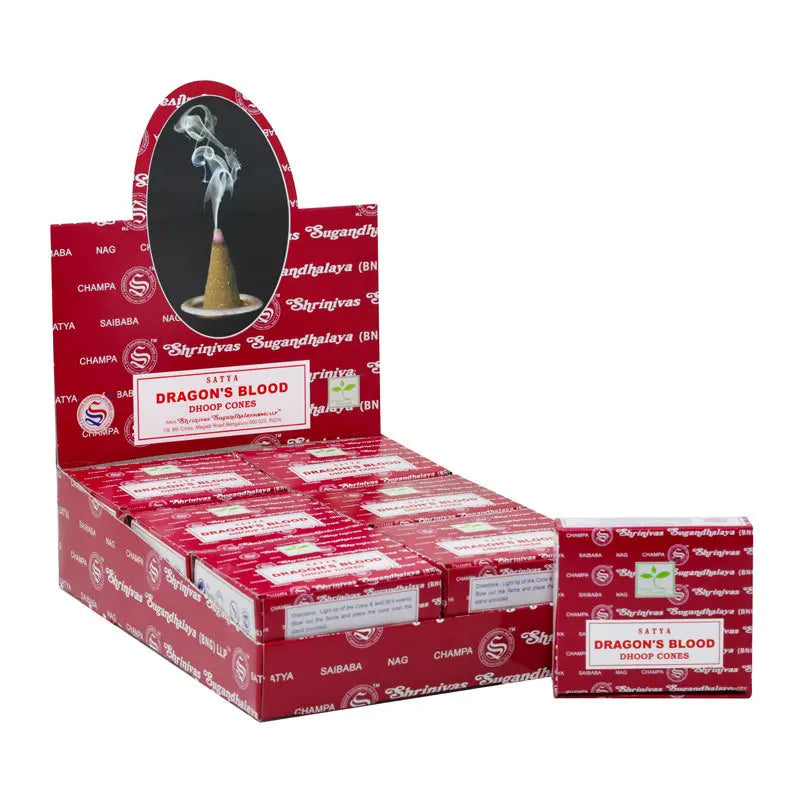 Nag Champa Dhoop SATYA Incense Cones Indian for Aromatic Smoke Fountain Haze Falls Clean Air Fragrance 12PCS