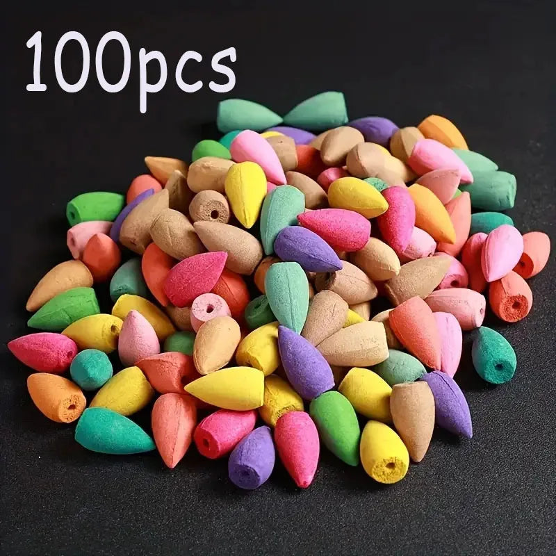 30/100 Pcs Backflow Incense Cones – Mixed Smoke Waterfall Reverse Flow Incense for Burner, Home Spa