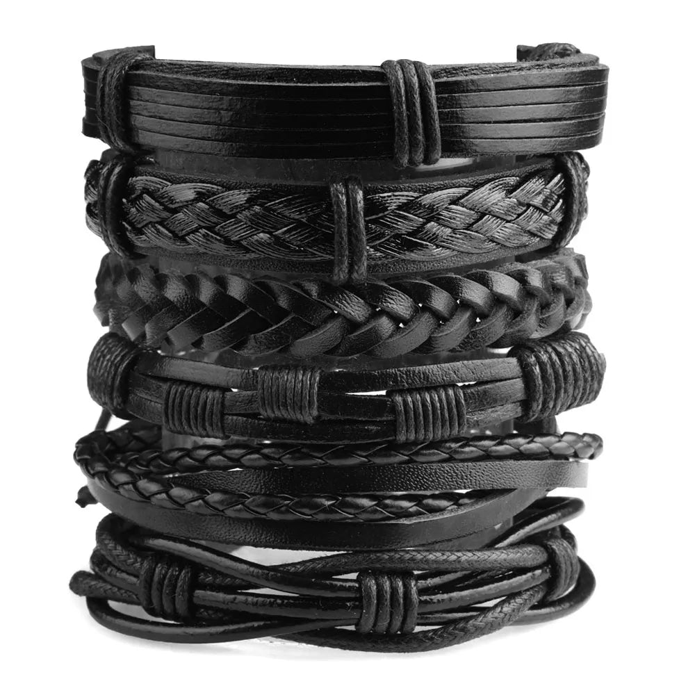Punk Leather Bracelet for Men - Gothic Style Adjustable
