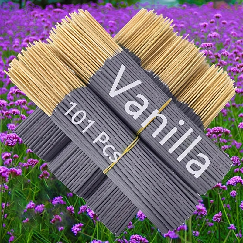 Vanilla Scented Essential Oil Aroma Sticks, 11/51/101/151P, 22.0cm - Long-Lasting, Natural Wood Scent, Suitable for Yoga, Meditation, Relaxation and Sleep Aid - Perfect for Home Decor, Hotels and Spas