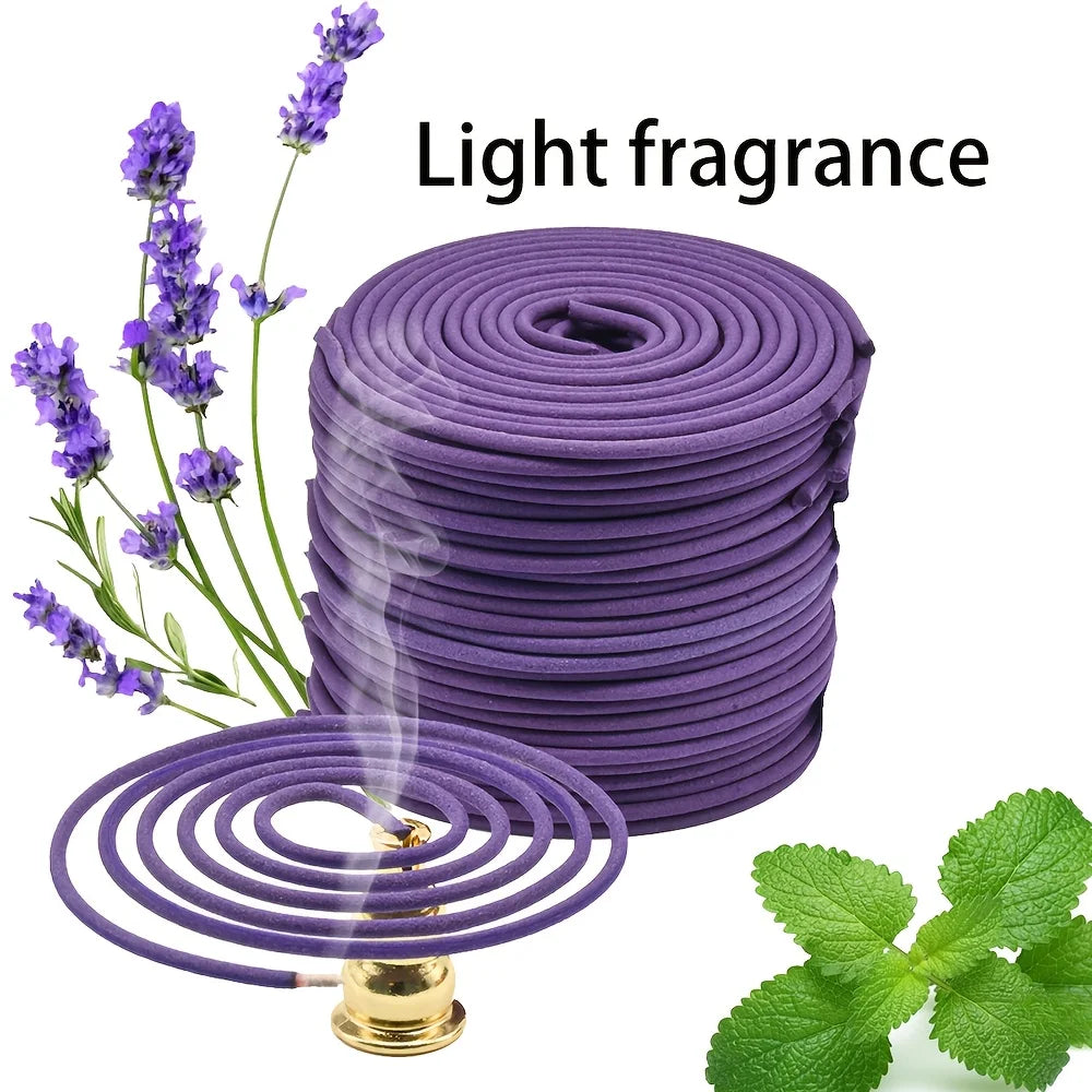 50 Lavender Scented Spiral Candles, Burning Time for 3-4 Hours, Fresh and Elegant Fragrance, Suitable for Yoga, Meditation, Home, Office and Outdoor Use, Portable and Long-Lasting Fragrance, Natural and Long-Lasting Lavender Fragrance