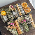 Bundled  Sage, Natural Palo Santo Plants, Aromatic Rose Santo, and Orange Slices for Handmade Grass Sticks
