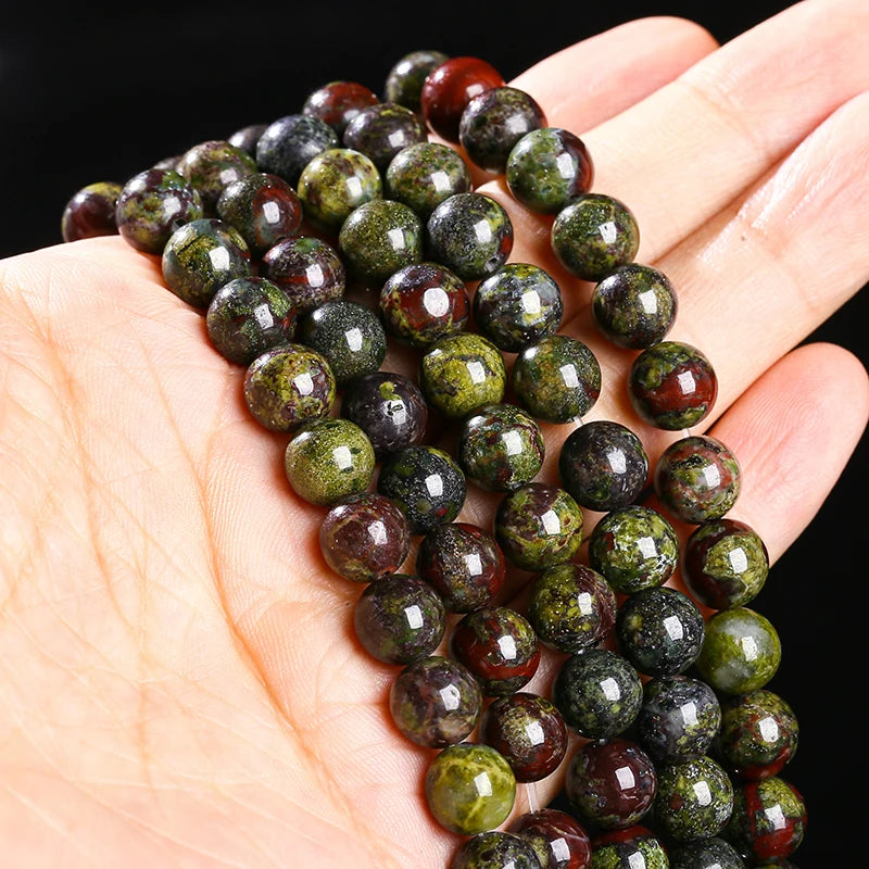 Natural Dragon Bloodstone Bead Round Loose Spacer 4 6 8 10 12mm Seed Beads For Jewelry Making Diy Necklace Bracelet Accessory