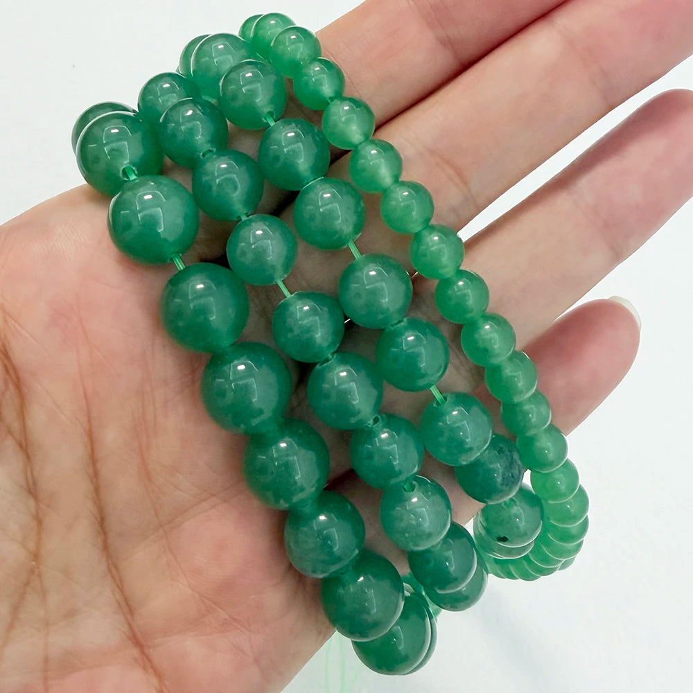 Natural Stone Green Aventurine Round Loose Beads 15" Strand 4 6 8 10 12 14MM Pick Size For Jewelry Making AB15