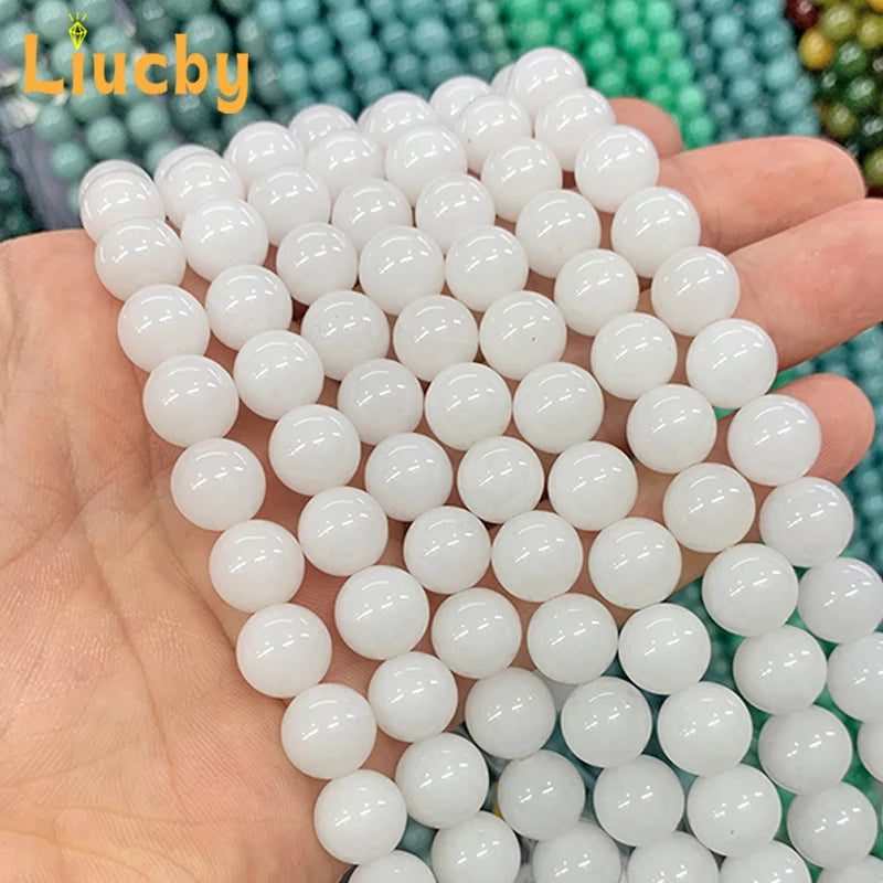 White Jade Beads 6/8/10mm Natural Stone DIY Jewelry