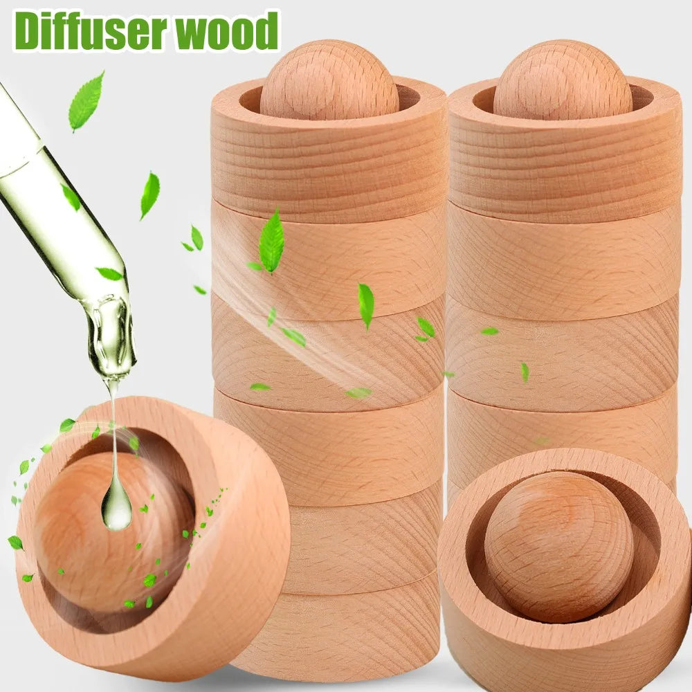 Natural Wood Essential Oil Diffuser Round Ball Aroma Fragrance Oil Aromatherapy Diffuser for Home Office Car Bedroom Living Room