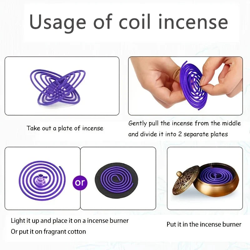 Mixed 40pcs/box Coil Incense Rose Jasmine Lavender Orange Scents Home Aromatherapy 3-4 Hours Burn Time, Mild Fragrance