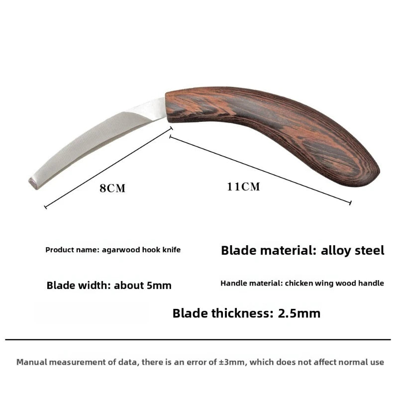 Agarwood Hook Knife Sharp Curved Wood Carving Tool for Incense Wood Slicing Cutting Whittling