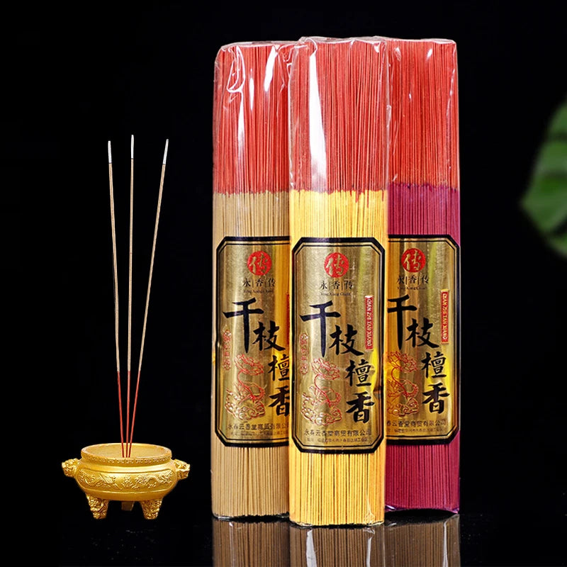 1000 Pieces/lot Smokeless Sandalwood Incense Sticks 500g Traditional Handmade Guanyin Worship Buddha Bamboo Stick Incense