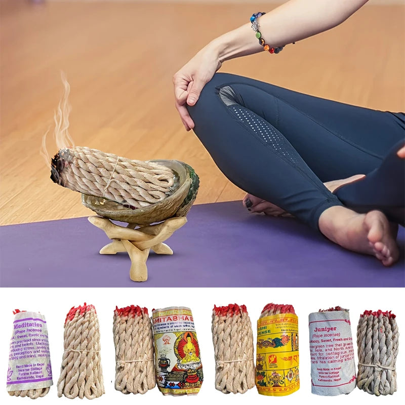 40PCS Handmade Nepal Traditional Handmade Rope Incense Cedar Aromatherapy Burning Rope Fragrance Yoga Meditation Sandalwood
