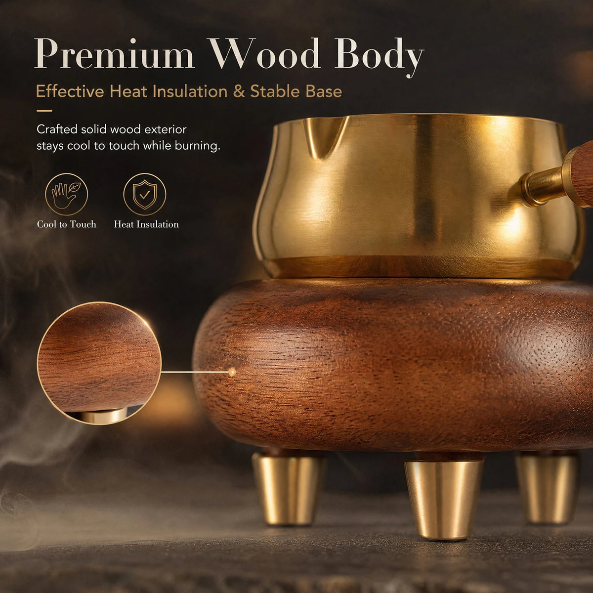 Wooden Electronic Incense Burner Detachable Bakhoor Burner Adjustable Temperature Essential Oil Burner for Agarwood Wax Melts