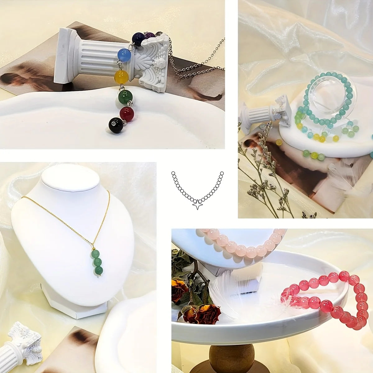 Beading Kit: 500+pcs 8mm Glass & Crystal Beads in 24 Colors - Perfect for DIY Jewelry, Bracelets & Necklaces-Ideal for Beginners