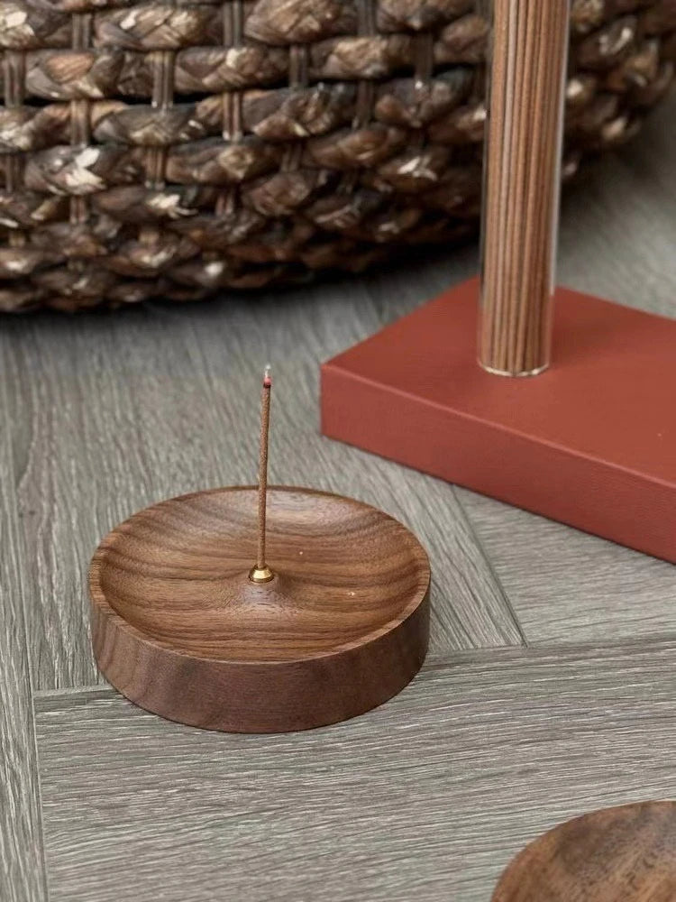 Natural Handmade Sandalwood Incense Walnut Holder Zen Fragrance Set Purify Air for Living Bedroom