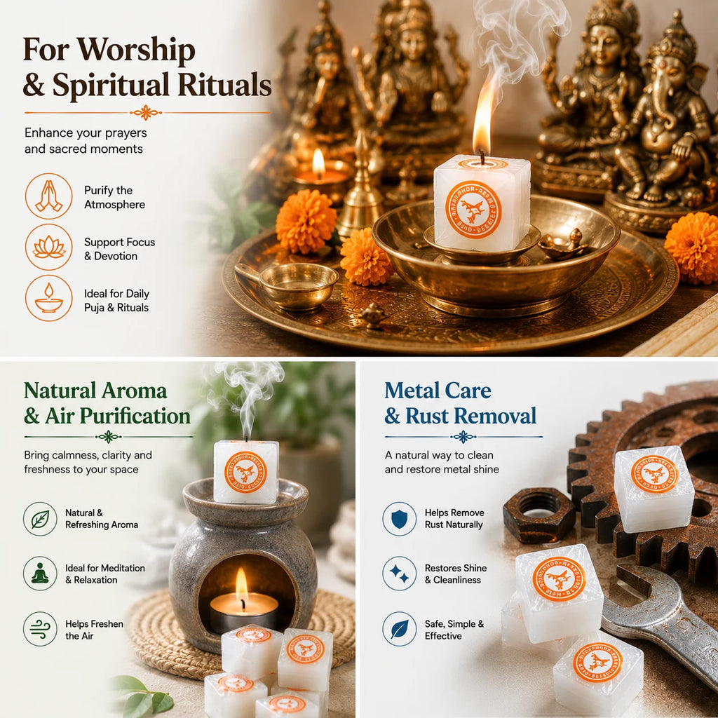 Natural Refined Camphor Blocks Tablets for Puja & Aromatherapy,Alcanfor en Bloques, Alcanfor en Bolitas, Kapoor for Pooja