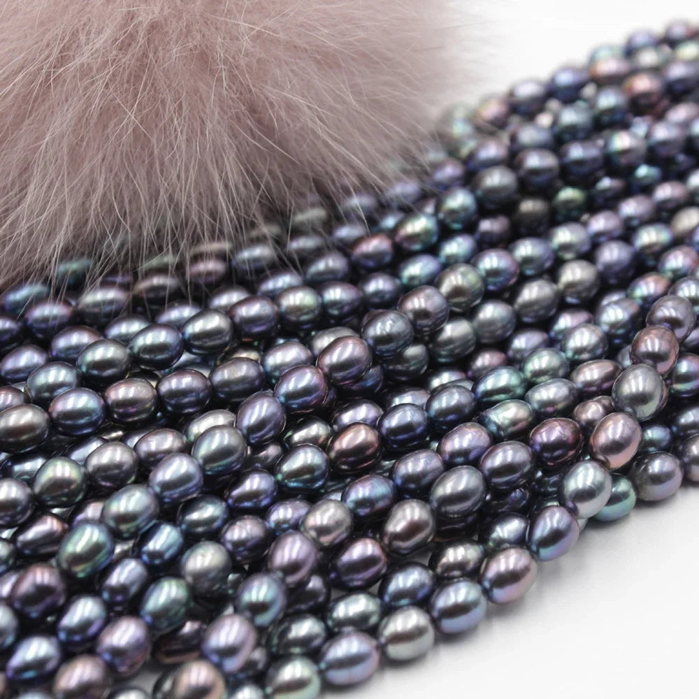 7-9mm 4A Natural Freshwater Black High Quality Pearl Premium Bead Fine Gift Women Jewelry Make DIY Necklace Bracelet Accessories